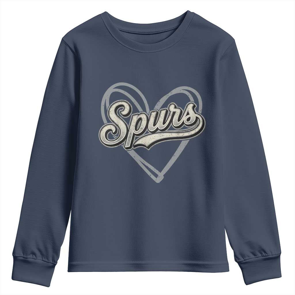 Vintage Spurs Name Script Heart Youth Sweatshirt for Sports Fan TS02 Navy Print Your Wear
