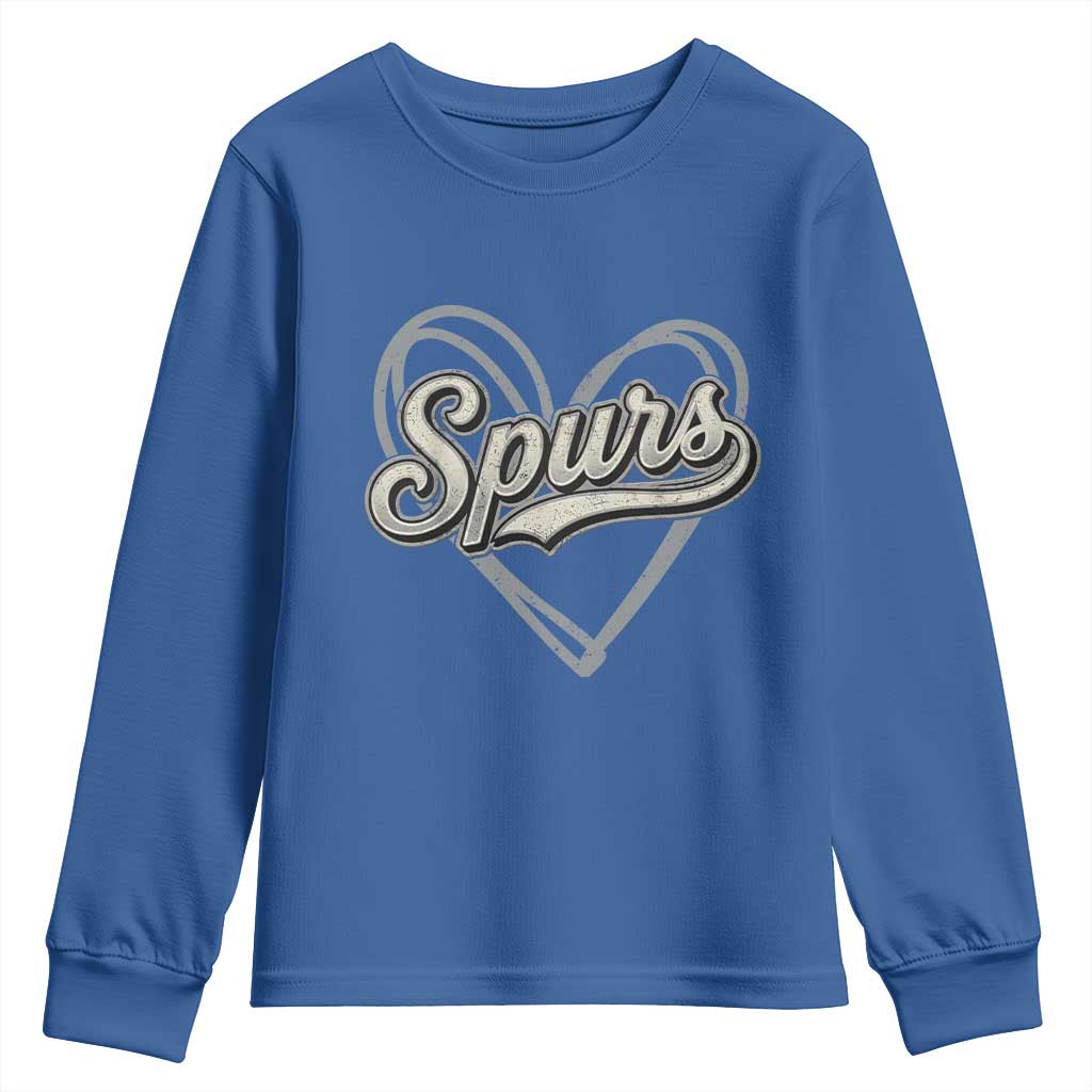 Vintage Spurs Name Script Heart Youth Sweatshirt for Sports Fan TS02 Royal Blue Print Your Wear