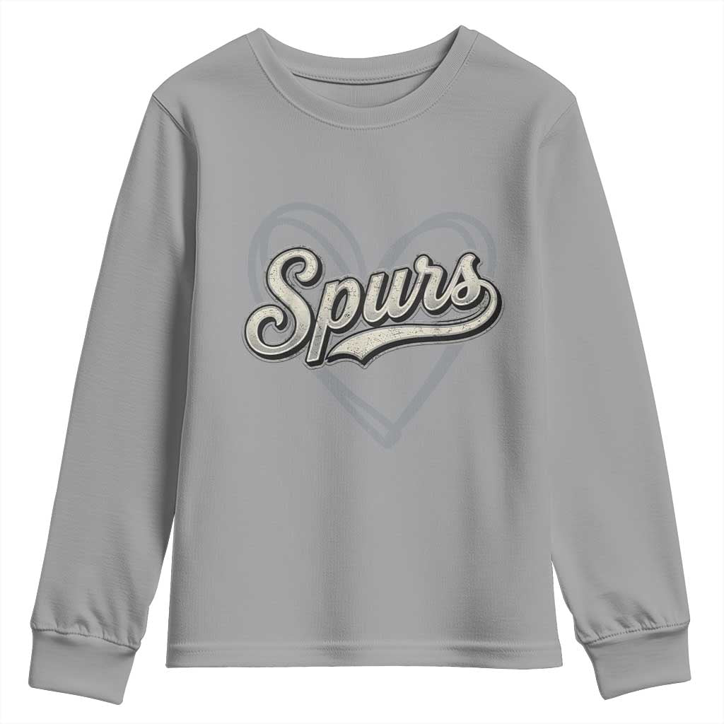 Vintage Spurs Name Script Heart Youth Sweatshirt for Sports Fan TS02 Sport Gray Print Your Wear