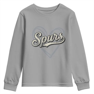 Vintage Spurs Name Script Heart Youth Sweatshirt for Sports Fan TS02 Sport Gray Print Your Wear
