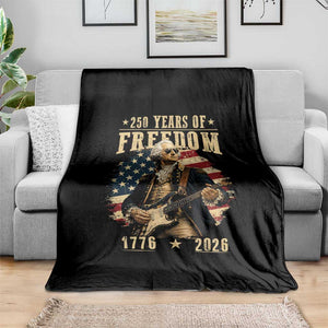 250 Years of Freedom George Washington Rock Star Throw Blanket Funny Electric Guitar Player Vintage American Flag 1776 to 2026 Semiquincentennial TS02 Print Your Wear