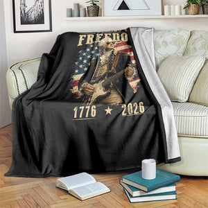 250 Years of Freedom George Washington Rock Star Throw Blanket Funny Electric Guitar Player Vintage American Flag 1776 to 2026 Semiquincentennial TS02 Print Your Wear