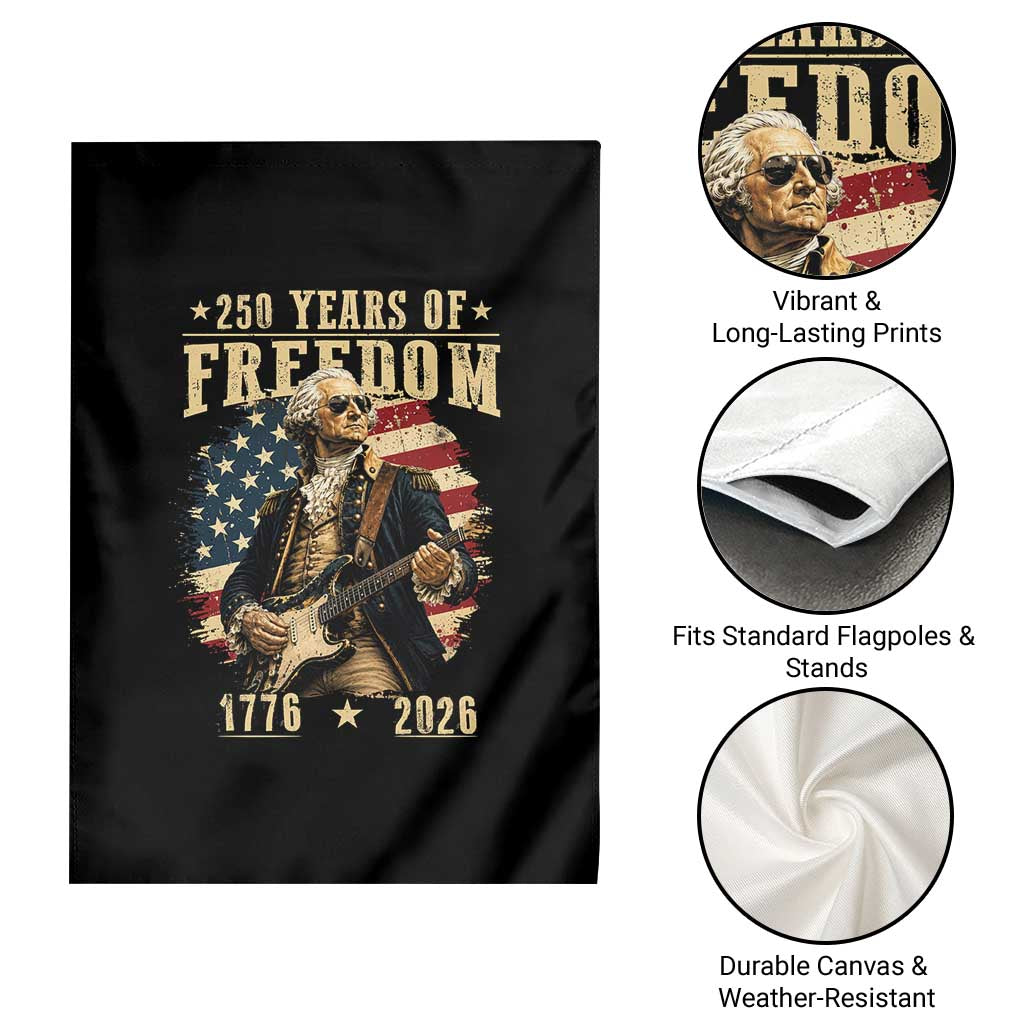 250 Years of Freedom George Washington Rock Star Garden Flag Funny Electric Guitar Player Vintage American Flag 1776 to 2026 Semiquincentennial TS02 Print Your Wear
