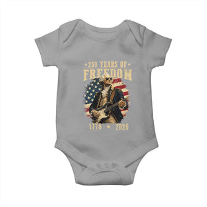 250 Years of Freedom George Washington Rock Star Baby Onesie Funny Electric Guitar Player Vintage American Flag 1776 to 2026 Semiquincentennial TS02 Sport Gray Print Your Wear