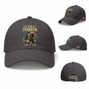 250 Years of Freedom George Washington Rock Star Baseball Cap Funny Electric Guitar Player Vintage American Flag 1776 to 2026 Semiquincentennial TS02 Baseball Cap Universal Fit Dark Gray Print Your Wear