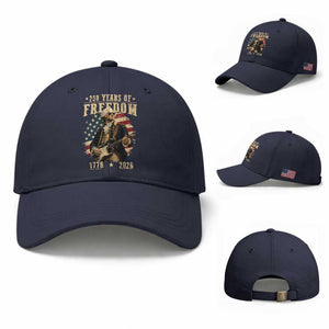 250 Years of Freedom George Washington Rock Star Baseball Cap Funny Electric Guitar Player Vintage American Flag 1776 to 2026 Semiquincentennial TS02 Baseball Cap Universal Fit Navy Print Your Wear