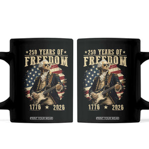 250 Years of Freedom George Washington Rock Star Coffee Mug Funny Electric Guitar Player Vintage American Flag 1776 to 2026 Semiquincentennial TS02 Black Print Your Wear