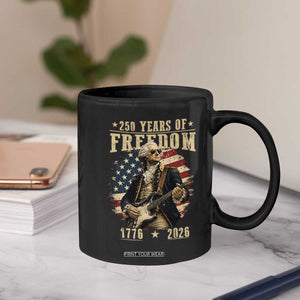 250 Years of Freedom George Washington Rock Star Coffee Mug Funny Electric Guitar Player Vintage American Flag 1776 to 2026 Semiquincentennial TS02 Print Your Wear