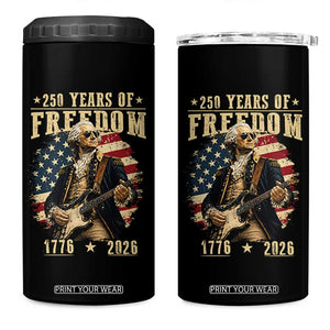 250 Years of Freedom George Washington Rock Star 4 in 1 Can Cooler Tumbler Funny Electric Guitar Player Vintage American Flag 1776 to 2026 Semiquincentennial TS02 One Size: 16 oz Black Print Your Wear