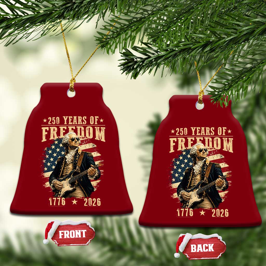 250 Years of Freedom George Washington Rock Star Ceramic Ornament Funny Electric Guitar Player Vintage American Flag 1776 to 2026 Semiquincentennial TS02 Print Your Wear
