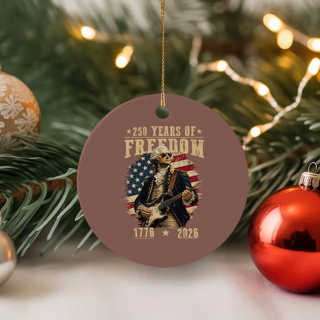 250 Years of Freedom George Washington Rock Star Ceramic Ornament Funny Electric Guitar Player Vintage American Flag 1776 to 2026 Semiquincentennial TS02 1pc Mocha Print Your Wear