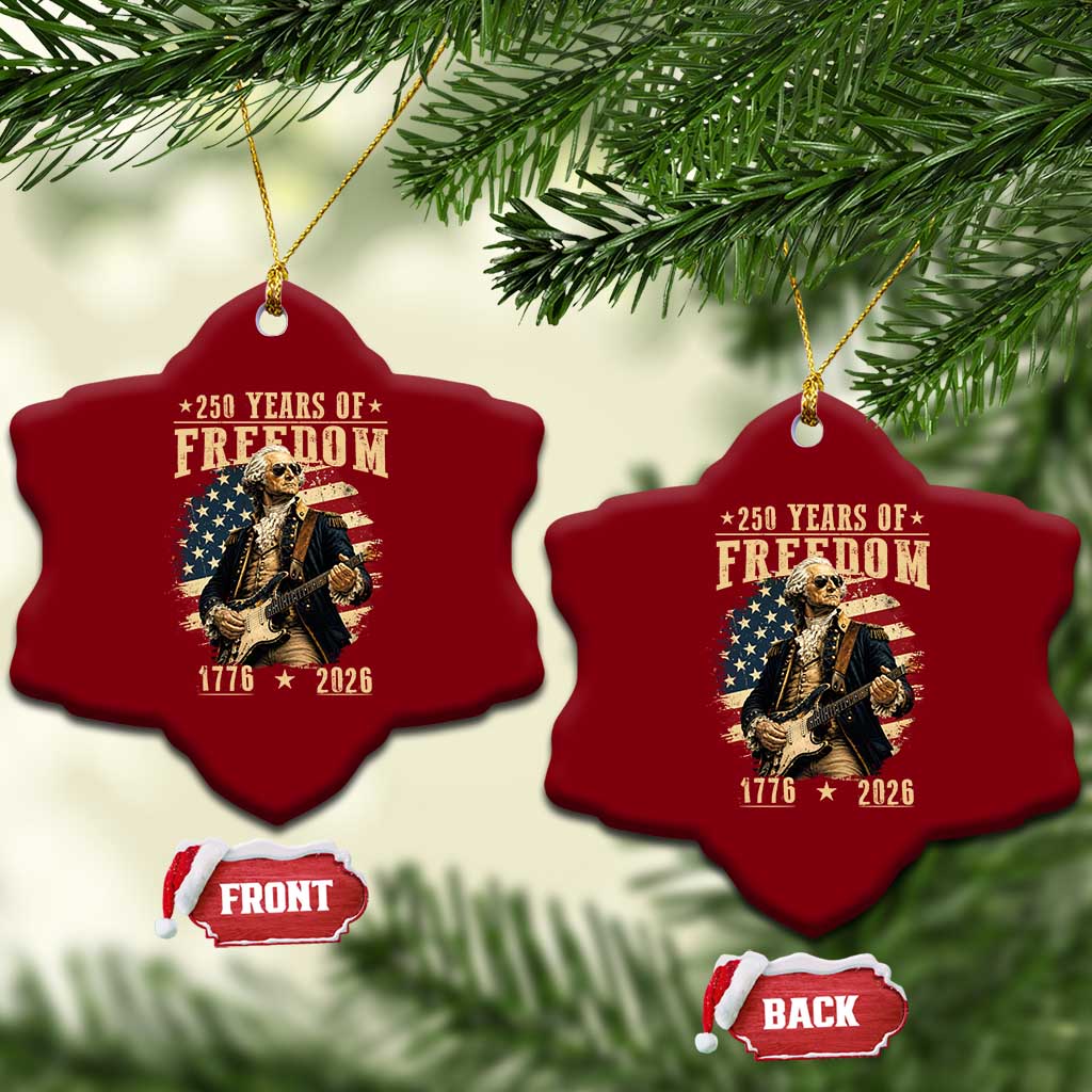 250 Years of Freedom George Washington Rock Star Ceramic Ornament Funny Electric Guitar Player Vintage American Flag 1776 to 2026 Semiquincentennial TS02 Print Your Wear
