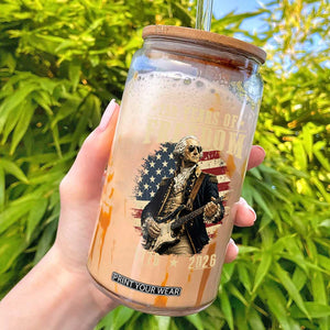 250 Years of Freedom George Washington Rock Star Glass Can Funny Electric Guitar Player Vintage American Flag 1776 to 2026 Semiquincentennial TS02 Black Print Your Wear