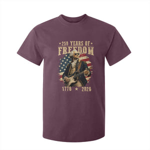 250 Years of Freedom George Washington Rock Star T Shirt For Kid Funny Electric Guitar Player Vintage American Flag 1776 to 2026 Semiquincentennial TS02 Maroon Print Your Wear