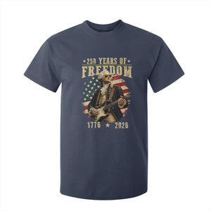 250 Years of Freedom George Washington Rock Star T Shirt For Kid Funny Electric Guitar Player Vintage American Flag 1776 to 2026 Semiquincentennial TS02 Navy Print Your Wear