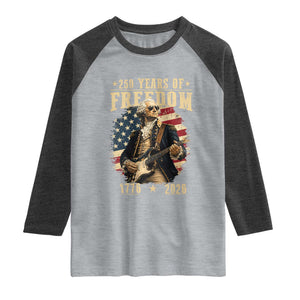 250 Years of Freedom George Washington Rock Star Raglan Shirt Funny Electric Guitar Player Vintage American Flag 1776 to 2026 Semiquincentennial TS02 Heather Gray Heather Charcoal Print Your Wear