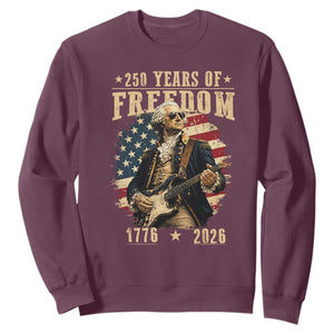 250 Years of Freedom George Washington Rock Star Sweatshirt Funny Electric Guitar Player Vintage American Flag 1776 to 2026 Semiquincentennial TS02 Maroon Print Your Wear
