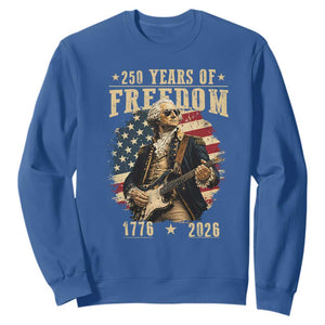 250 Years of Freedom George Washington Rock Star Sweatshirt Funny Electric Guitar Player Vintage American Flag 1776 to 2026 Semiquincentennial TS02 Royal Blue Print Your Wear