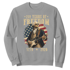 250 Years of Freedom George Washington Rock Star Sweatshirt Funny Electric Guitar Player Vintage American Flag 1776 to 2026 Semiquincentennial TS02 Sport Gray Print Your Wear