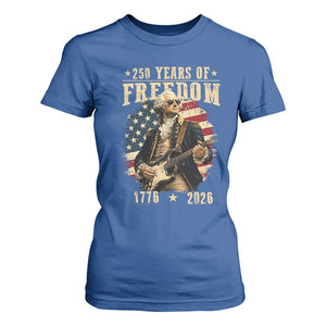 250 Years of Freedom George Washington Rock Star T Shirt For Women Funny Electric Guitar Player Vintage American Flag 1776 to 2026 Semiquincentennial TS02 Royal Blue Print Your Wear