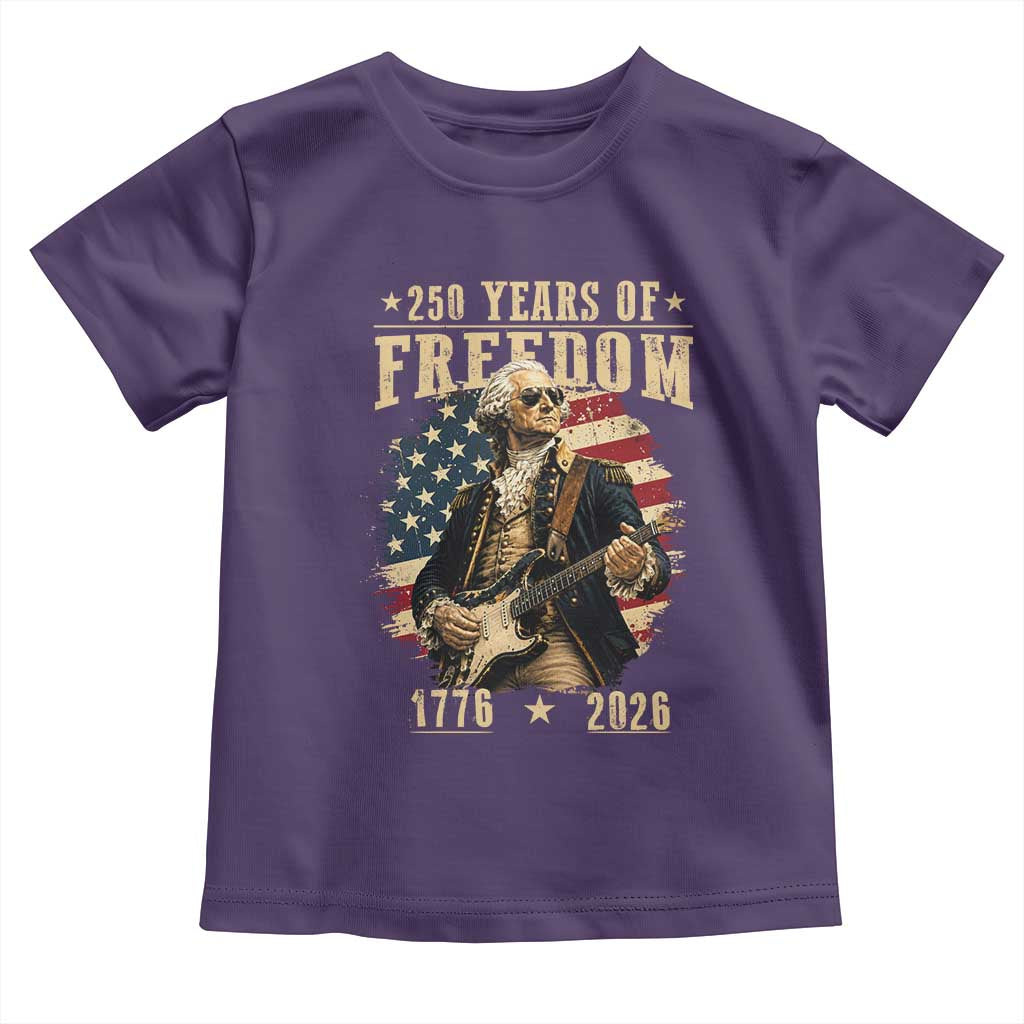 250 Years of Freedom George Washington Rock Star Toddler T Shirt Funny Electric Guitar Player Vintage American Flag 1776 to 2026 Semiquincentennial TS02 Purple Print Your Wear