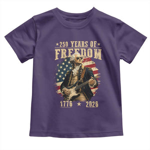 250 Years of Freedom George Washington Rock Star Toddler T Shirt Funny Electric Guitar Player Vintage American Flag 1776 to 2026 Semiquincentennial TS02 Purple Print Your Wear