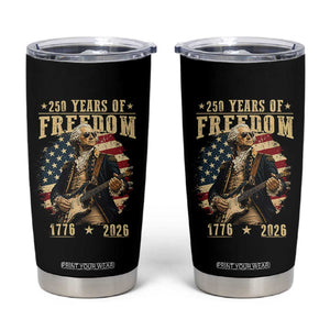 250 Years of Freedom George Washington Rock Star Tumbler Cup Funny Electric Guitar Player Vintage American Flag 1776 to 2026 Semiquincentennial TS02 Black Print Your Wear