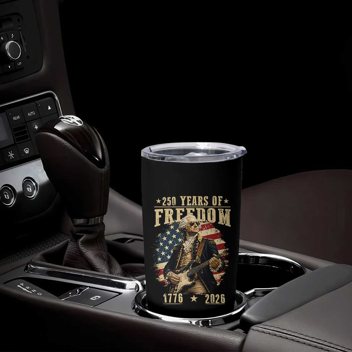 250 Years of Freedom George Washington Rock Star Tumbler Cup Funny Electric Guitar Player Vintage American Flag 1776 to 2026 Semiquincentennial TS02 Print Your Wear