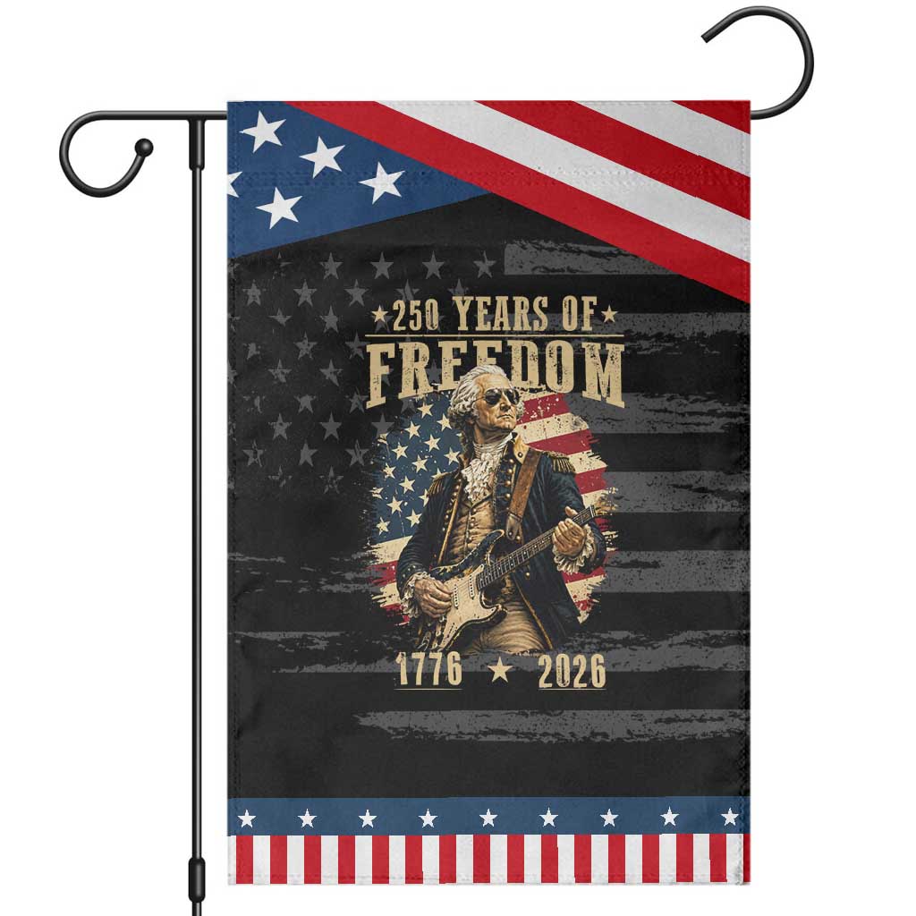 250 Years of Freedom George Washington Rock Star Patriotic Garden Flag Funny Electric Guitar Player Vintage American Flag 1776 to 2026 Semiquincentennial