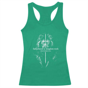 Christian Dad Lion of Judah Cross Spiritual Warrior Racerback Tank Top Fatherhood Is Kingdom Work Proverbs 22:6 Religious Fathers Day