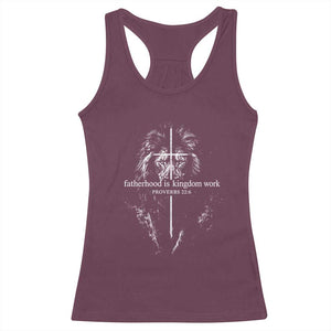 Christian Dad Lion of Judah Cross Spiritual Warrior Racerback Tank Top Fatherhood Is Kingdom Work Proverbs 22:6 Religious Fathers Day