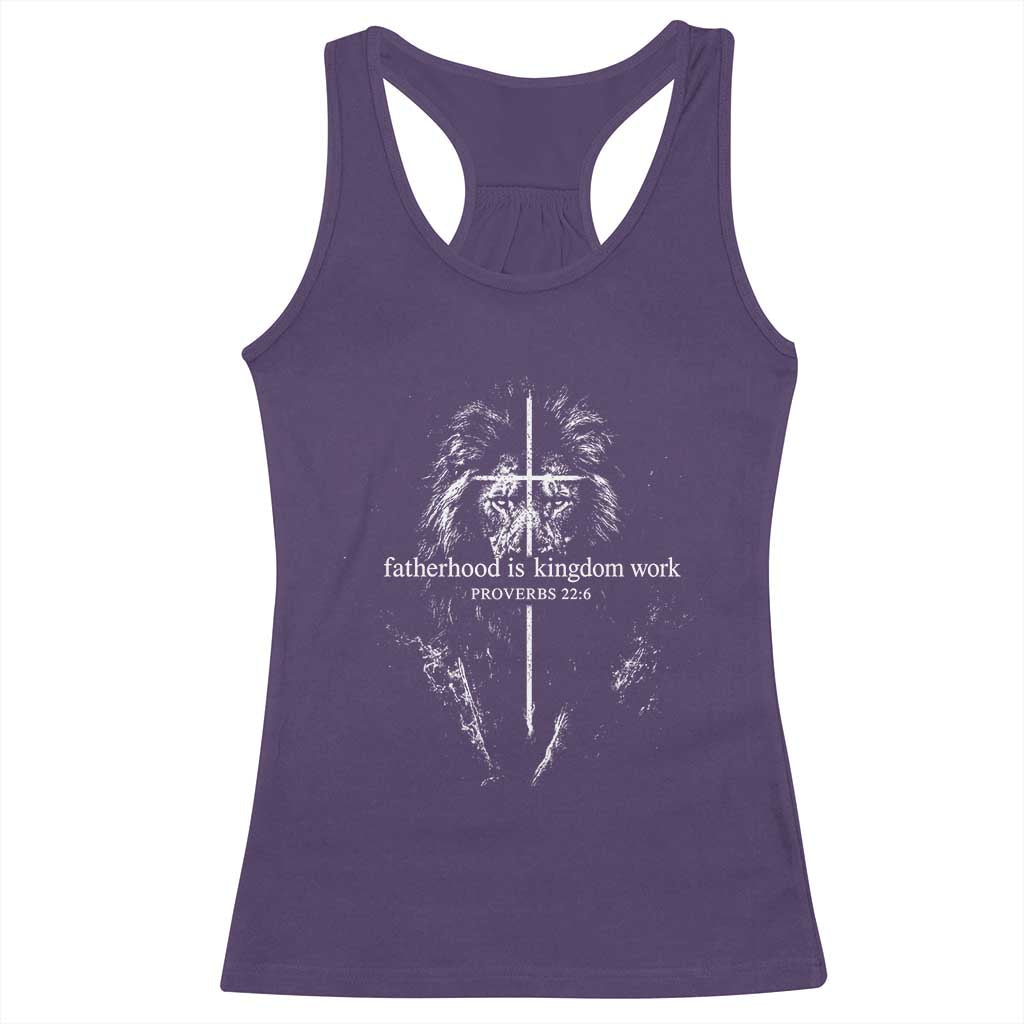 Christian Dad Lion of Judah Cross Spiritual Warrior Racerback Tank Top Fatherhood Is Kingdom Work Proverbs 22:6 Religious Fathers Day