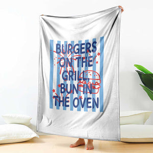 Patriotic 4th of July Pregnancy Announcement Preppy Style Throw Blanket Burgers On The Grill Bun In The Oven Summer BBQ