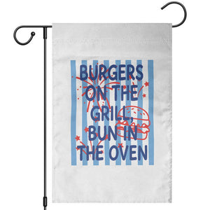 Patriotic 4th of July Pregnancy Announcement Preppy Style Garden Flag Burgers On The Grill Bun In The Oven Summer BBQ
