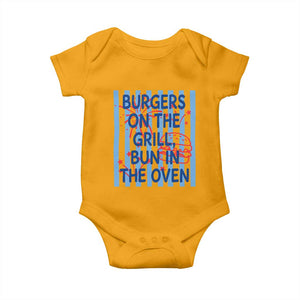 Patriotic 4th of July Pregnancy Announcement Preppy Style Baby Onesie Burgers On The Grill Bun In The Oven Summer BBQ