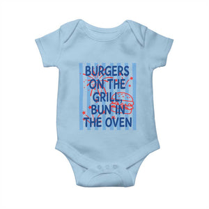 Patriotic 4th of July Pregnancy Announcement Preppy Style Baby Onesie Burgers On The Grill Bun In The Oven Summer BBQ