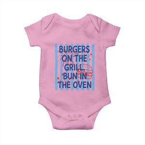 Patriotic 4th of July Pregnancy Announcement Preppy Style Baby Onesie Burgers On The Grill Bun In The Oven Summer BBQ
