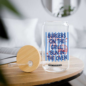 Patriotic 4th of July Pregnancy Announcement Preppy Style Glass Can Burgers On The Grill Bun In The Oven Summer BBQ
