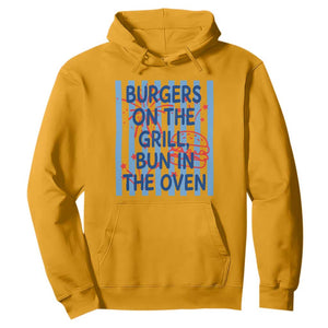 Patriotic 4th of July Pregnancy Announcement Preppy Style Hoodie Burgers On The Grill Bun In The Oven Summer BBQ