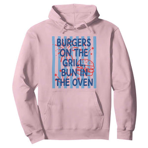 Patriotic 4th of July Pregnancy Announcement Preppy Style Hoodie Burgers On The Grill Bun In The Oven Summer BBQ