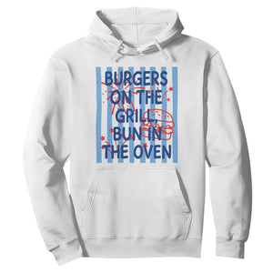 Patriotic 4th of July Pregnancy Announcement Preppy Style Hoodie Burgers On The Grill Bun In The Oven Summer BBQ