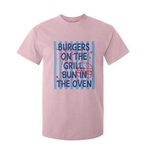Patriotic 4th of July Pregnancy Announcement Preppy Style T Shirt For Kid Burgers On The Grill Bun In The Oven Summer BBQ