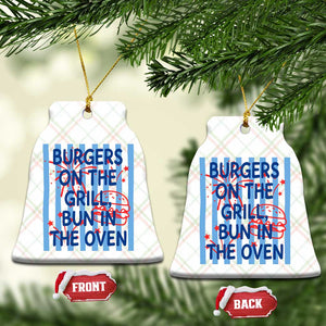 Patriotic 4th of July Pregnancy Announcement Preppy Style Ceramic Ornament Burgers On The Grill Bun In The Oven Summer BBQ