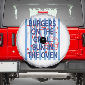 Patriotic 4th of July Pregnancy Announcement Preppy Style Spare Tire Cover Burgers On The Grill Bun In The Oven Summer BBQ
