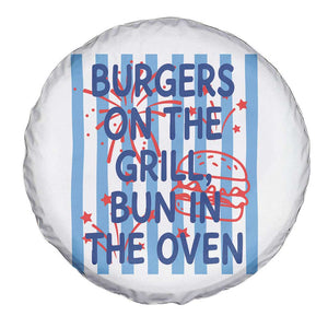 Patriotic 4th of July Pregnancy Announcement Preppy Style Spare Tire Cover Burgers On The Grill Bun In The Oven Summer BBQ