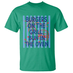 Patriotic 4th of July Pregnancy Announcement Preppy Style T Shirt Burgers On The Grill Bun In The Oven Summer BBQ