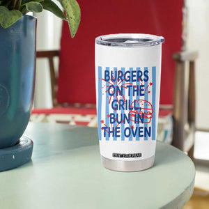 Patriotic 4th of July Pregnancy Announcement Preppy Style Tumbler Cup Burgers On The Grill Bun In The Oven Summer BBQ