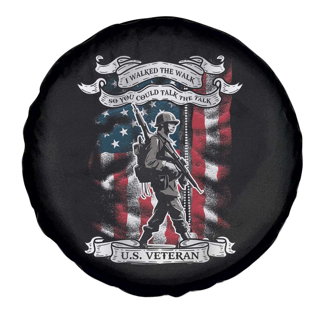 American Veteran Spare Tire Cover I Walked The Walked So You Could Talk The Talk American Flag TS02 Print Your Wear