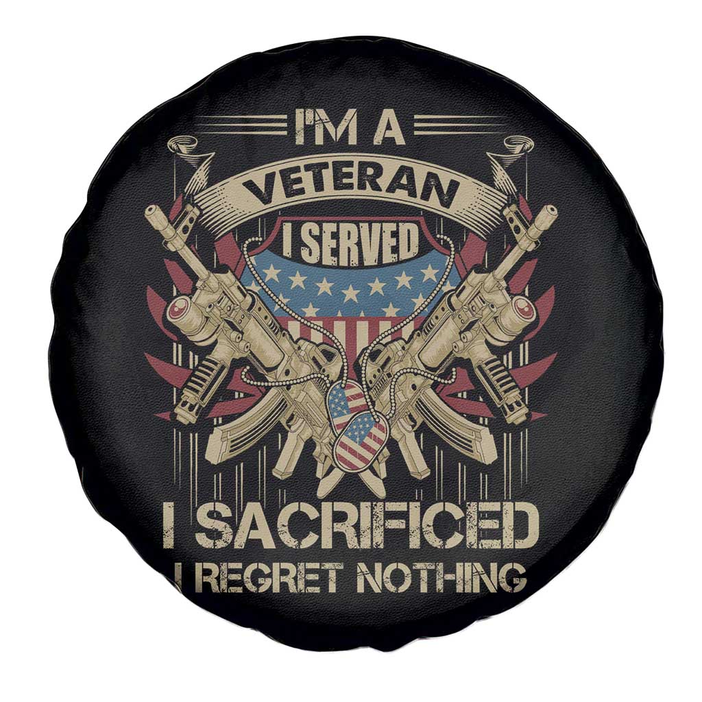 American Veteran Spare Tire Cover Patriot I Served I Sacrificed I Regret Nothing I'm A Veteran TS02 Print Your Wear