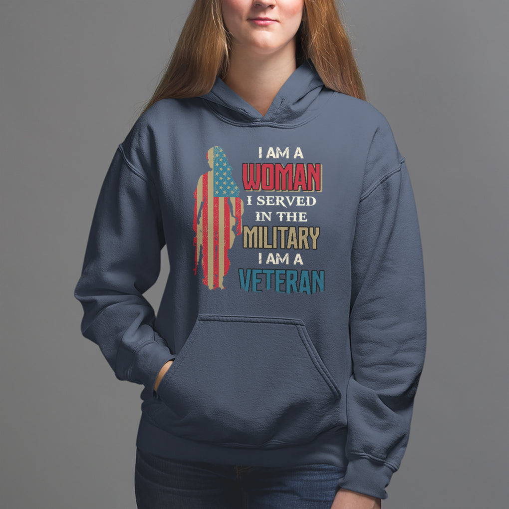 Female Veteran Hoodie I Am A Woman I Served In The Military I Am Veteran TS02 Navy Printyourwear